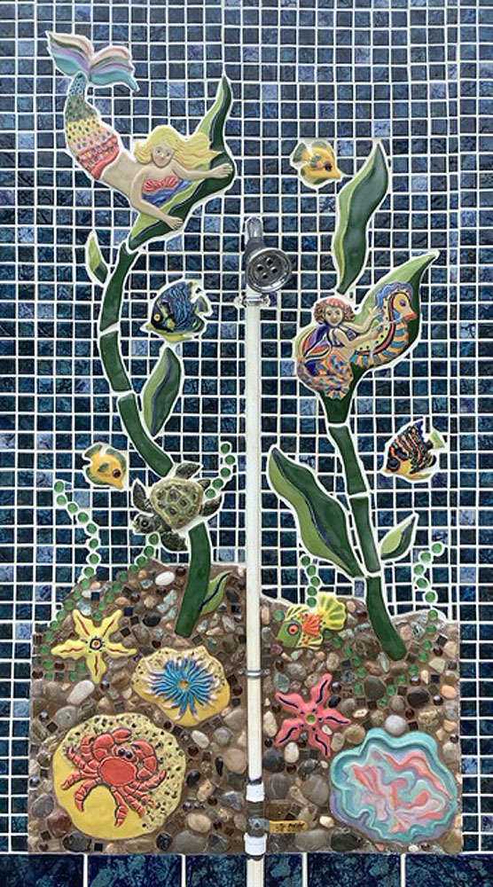 Ceramic Mural Pool Shower by Jan Stiles