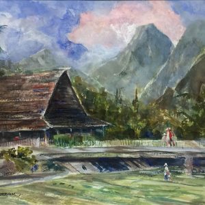 Kailua Beach View of Bridge & Mountain by Edward Brennan